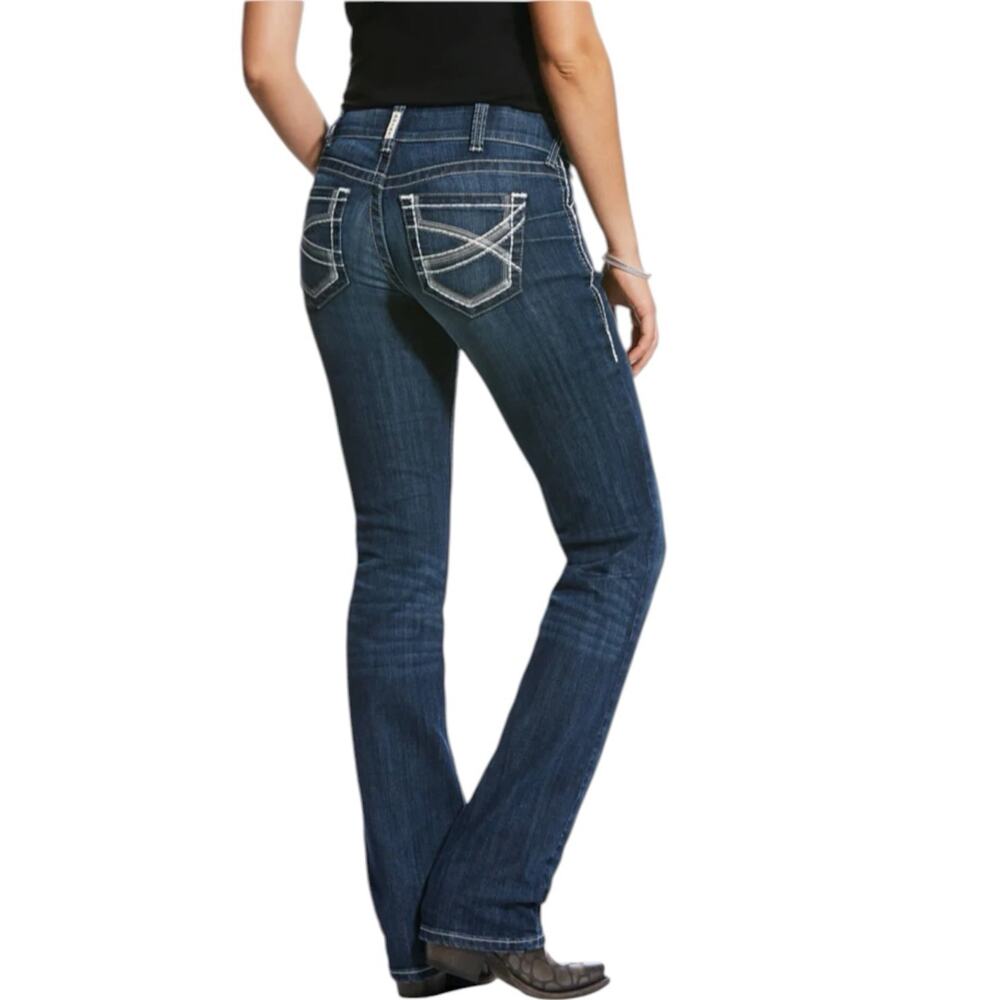 Ariat REAL Jeans Womens 31R Blue Denim Med Wash Mid Straight MR STR Ivy